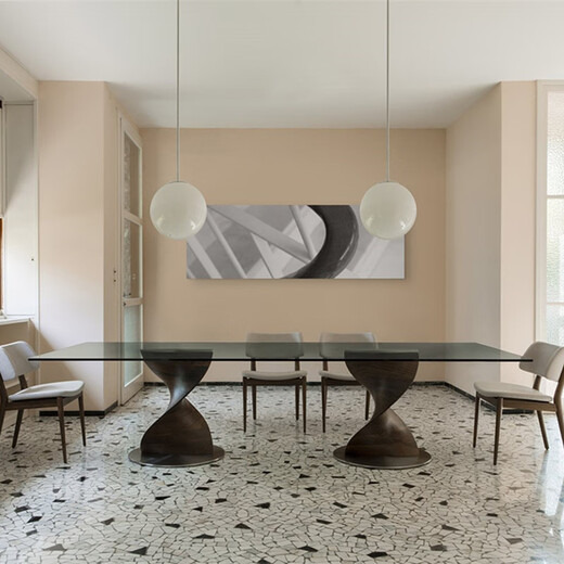 Tempered glass dining table black walnut wood round modern designer living room dining table minimalist square art black walnut round table 13575cm