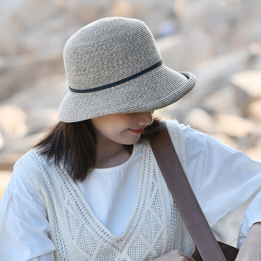 Siggi sun protection hat for women spring and summer sun protection retro small pot hat vacation fisherman hat sun hat foldable cool hat straw hat temperament coffee M (56-58CM)
