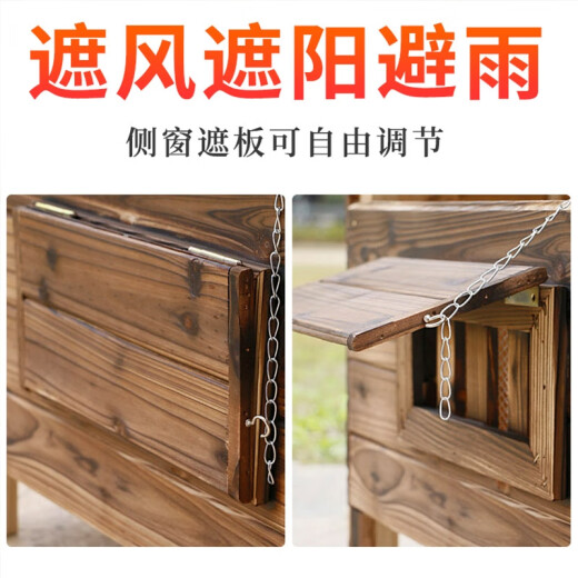 Wang Taiyi small, medium and large dog kennel outdoor dog house outdoor rainproof house solid wood dog kennel to keep warm in winter without doors or windows + sun visor S-small [suitable for cats, Chihuahuas and rabbits]