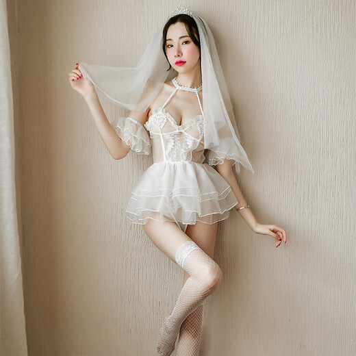虔生缘 CHANSUNRUN长夜漫漫制服角色扮演性感蕾丝透视诱惑激情女式套装透明网纱睡裙 1514白色套装+白网袜