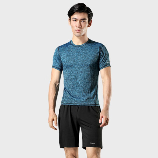 LATIT [JD.com's own brand] sports suit men's casual shorts running fitness basketball training quick-drying clothing thin short-sleeved t-shirt NZ9006-blue-short-sleeved two-piece set-2XL