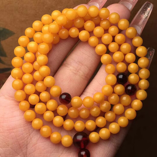 Layun Feiyin Collection Grade Chicken Fat Yellow Beeswax Bracelet for Women 108 Buddha Beads Men's Amber Multi-circle Bracelet High-end Gift 8mm Collection Grade 108 Pieces (with Certificate)