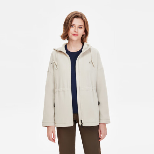 AIGLE full zipper fleece jacket POLARTEC outdoor warm lock hooded girl dark mink apricot color BE653 38 (165/88A)
