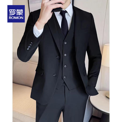 Luo Meng suit suit men's business casual professional formal wear groom wedding dress slim groomsmen jacket small suit men black single top 4XL