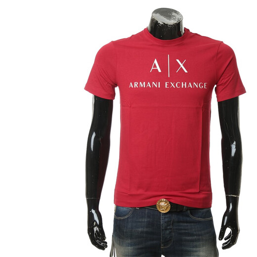 ARMANI/AX MEN MEN'S Logo gedruckte Mode Kurzarm Runde Hals T-Shirt 8nztcj Z8H4Z rot 1463 s