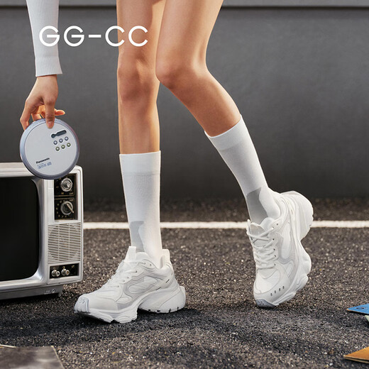 GG-CC【洪流时代】春季新款时尚厚底老爹鞋女做旧运动休闲鞋子G25U9853 米白色 36