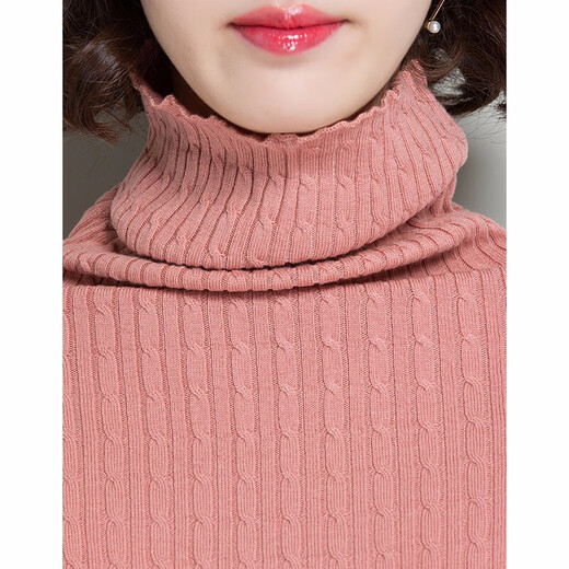 Hengyuanxiang Pure Cardigan Frauen Herbst und Winter Neuer Rollkragenpullover gegen Pullover modische und lässige koreanische Frauenspleißen -Pullover 03A13803 Pink M (160)