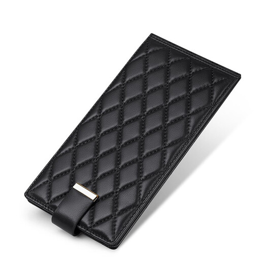 WILLIAMPOLO Emperor Paul Wallet Women's Card Bag Women's Lambskin Long Ultra-Thin Multi-Card Card Bag Diamond Business Card Clip Bag Black