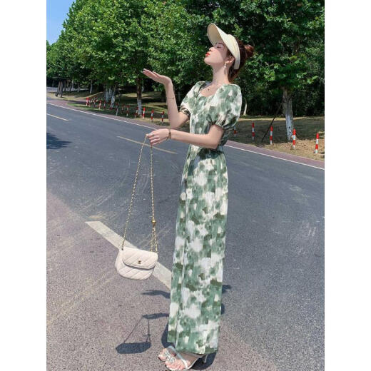 Hua Miguo summer women's pants thin section 2024 high-end good-looking jumpsuit new temperament ink smudged wide-leg snow ink color jumpsuit S recommended 80-95Jin [Jin is equal to 0.5 kg]