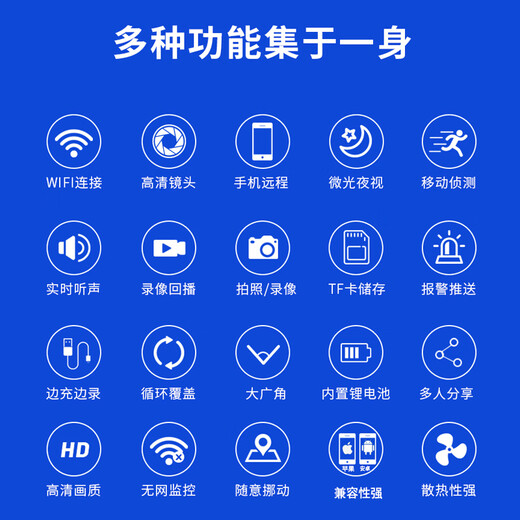 Qiaodu ultra-definition small surveillance camera for home wifi wireless 4g network can be connected to mobile phone remote camera cable HD micro monitor for home plug-in battery camera probe 1080P HD camera mini model includes 16G card