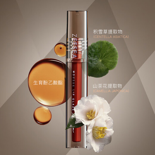 ZEESEA Colorful Mist Lip Glaze Colorful Lipstick Lip Balm Lip Gloss Lip Gloss Nude Makeup M04 Autumn Tea Brown Birthday Gift