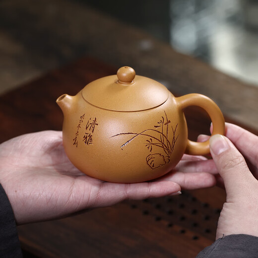 Hidden Pot World, Golden Section Mud, Yixing Xishi Purple Clay Teapot, Purely Handmade Small Capacity Single Teapot, Lanxin Xishi Teapot, Lanxin Xishi Teapot