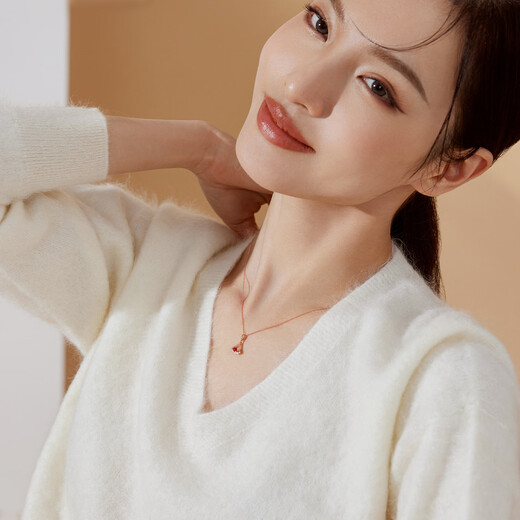 Lukfook Jewelry 18K gold mini skirt ruby diamond pendant without necklace G28DSKP0001R total weight 0.63 grams