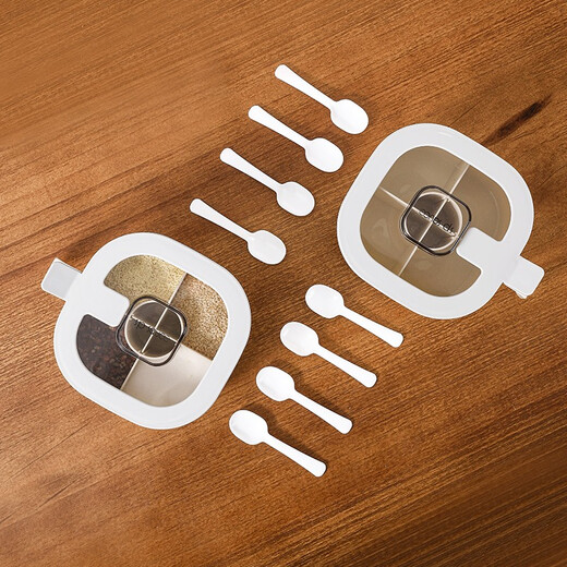 Sungsa Japanese kitchen seasoning box four-grid integrated salt and MSG jar seasoning box household multi-grid storage seasoning box 4 grids + 4 spoons (900ml)