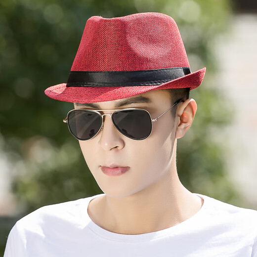 Oufandi Good Things Cowboy Hat Men's Spring and Autumn Top Hat Outdoor Sunshade Casual Jazz Hat Korean Style Trendy Middle-aged Top Hat Khaki One Size 56-58cm