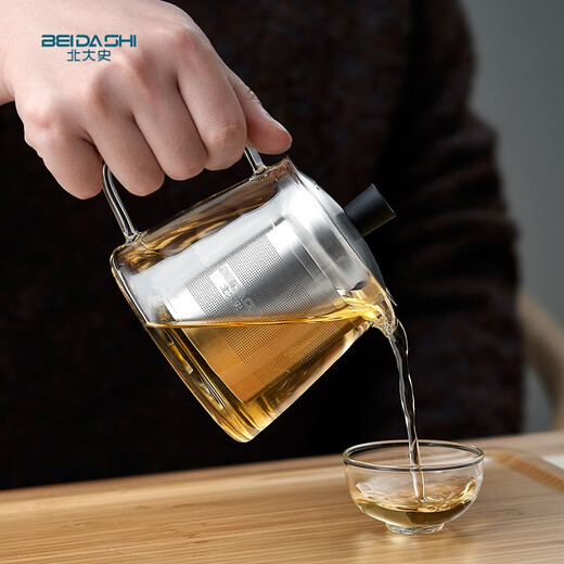 北大史家用泡茶壶 玻璃壶单壶 不锈钢过滤加厚耐热花茶红茶沏茶壶茶具 HD-826  400ml