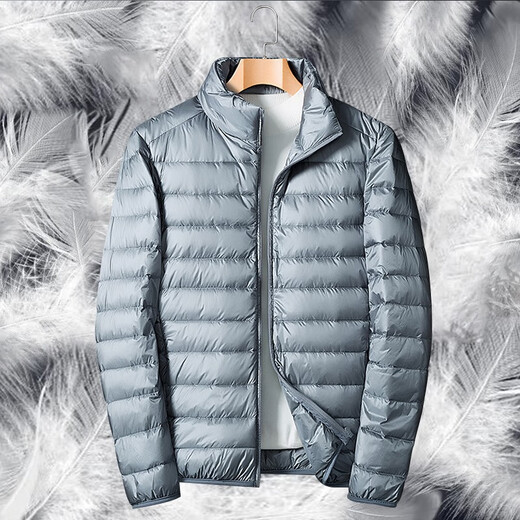 Woodpecker Lightweight Down Jacket Men's Short Winter Jacket Men's New Ultra-Light Casual Young and Middle-aged White Duck 16050 Black (Stand Collar) XL (140Jin Jin is equal to 0.5kg -160Jin Jin is equal to 0.5kg)