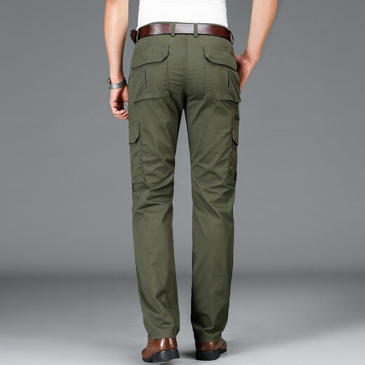 Jeep Spirit Jeep Pantalons masculins décontractés Pantalons de travail multi-poche printemps et d'été Straight Loose's Men's Fashion Pants B9923 B9923 Army Green 40