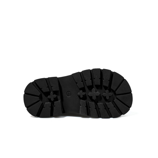 Saturday Children's Shoes Girls Leather Boots Autumn and Winter New Simple Versatile Girls Chelsea Boots Plus Velvet Black 36