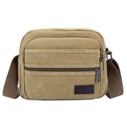 Electrician's bag canvas wear-resistant work thickened hardware one-shoulder electrician's tool bag small cross-body shoulder portable small thickened canvas multi-layered khaki color