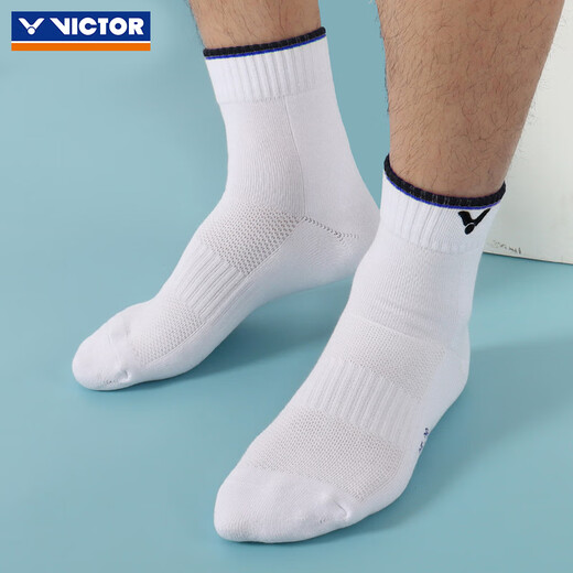 VICTOR chaussettes de badminton bas de serviette épaissi pour hommes chaussettes de sport professionnelles mi-longues absorbant la transpiration, respirantes, confortables et antidérapantes SK-149 SK149F/bleu nautique Taille unique 25-28 cm