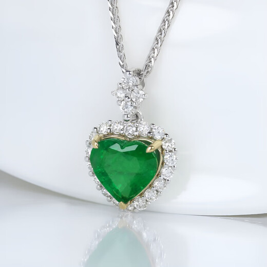 Haikai Necklace Women's Emerald Necklace Zambian Luxury Jewelry Chinese Valentine's Day Birthday Gift for Wife Zambian Emerald Heart-Shaped Necklace