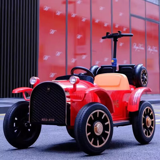 Bei Duoqi children's car can be driven with remote control, classic car, children's electric car, baby toy car, parent-child car, adults can sit on it, standard white + 12V7A large battery