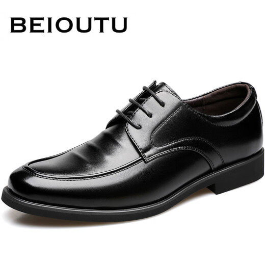 Nordic Pictures (Beioutu) Zapatos de cuero para hombres Classic Business Zapatos casuales para el lugar de trabajo británico Lace-up cómodos zapatos para hombres 9827 Negro 42
