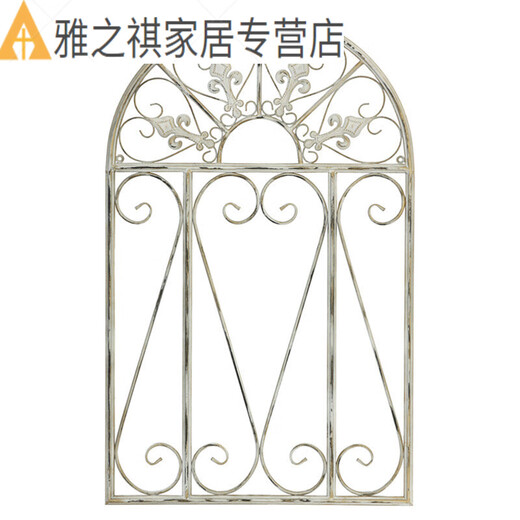 山头林村美式乡村复古铁艺假窗户欧式镜子壁挂窗镜墙饰餐厅户外民宿装饰 H682壁饰- 铁艺款F