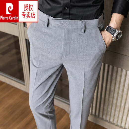 皮尔卡丹（pierre cardin）男士休闲西裤裤春秋感2024新款韩版潮流修身夏季九分西装裤子 723深灰九分裤 30 (2尺3适合110-120斤)