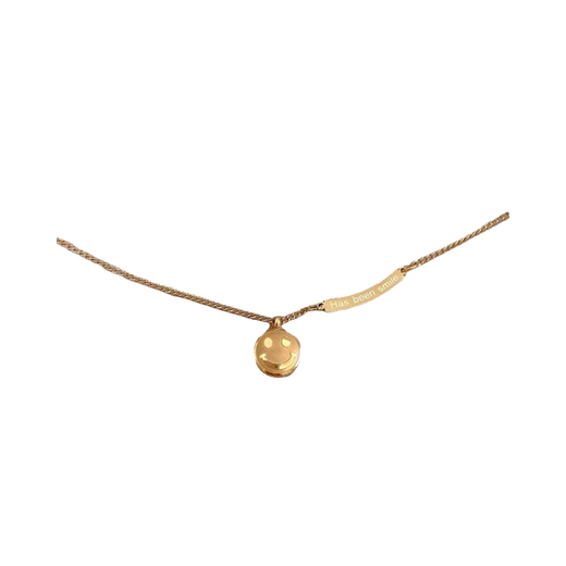 Fat Donglai's same style 18k gold smiley face necklace rose gold smile au750 pendant light luxury clavicle chain for Valentine's Day smiley face