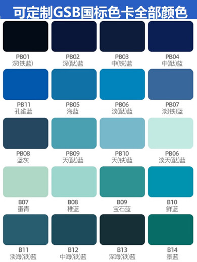 Handgesiedelte Raul-Farbkarte Ral5010 Gentian Blue 5015 Sky Blue Custom Anti-Rust Paint Ral5009# Sky Blue