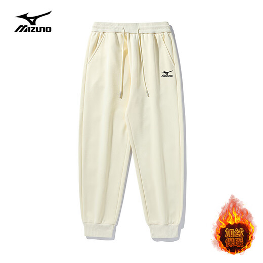 Mizuno (MIZUNO) outdoor casual sweatpants men's autumn and winter drawstring leg loose velvet straight pants black MJN1597 (drawstring) velvet L 125-140Jin Jin equals 0.5 kg