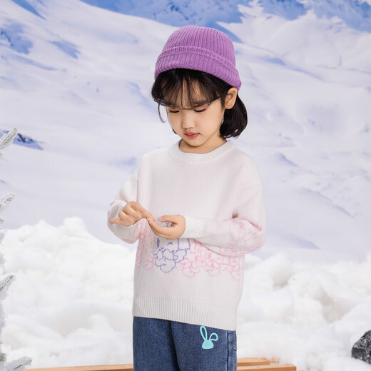 
Boys and girls children's round neck sweater thickened children's sweater winter 2024 new style white 105