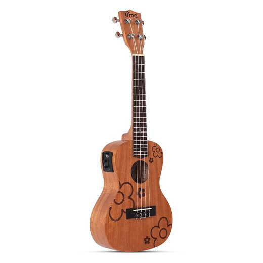 
Uma Taiwan Totem Engraving Elements Cartoon Vacuum Ukulele Electric Box Cartoon Children Student Girls Small Guitar 23-inch Flower [Electric Box]