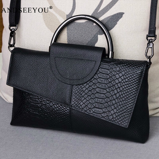 ANDSEEYOU genuine leather clutch bag for women 2025 new trendy large capacity banquet handbag for women fashion temperament crossbody bag for women black