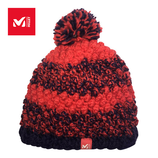 觅乐（MILLET）羊毛帽女登山滑雪保暖防风美丽奴针织帽子MIV8155 深蓝/橘黄-9889 均码