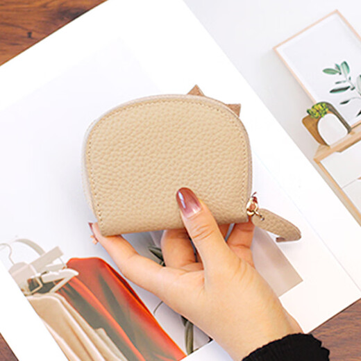 He Pei Women's Card Bag ID Bag Multi-card Card Storage Bag Anti-Demagnetization Coin Wallet Cute Cartoon Mini Card Clip Cat Card Bag [Gray]