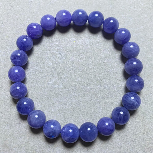 Junmin Natural Tanzanite Bracelet Women's Heart of the Ocean Purple Sapphire Crystal Tanzanite Single Circle Bracelet Jewelry Gift S16 About 9.5mm
