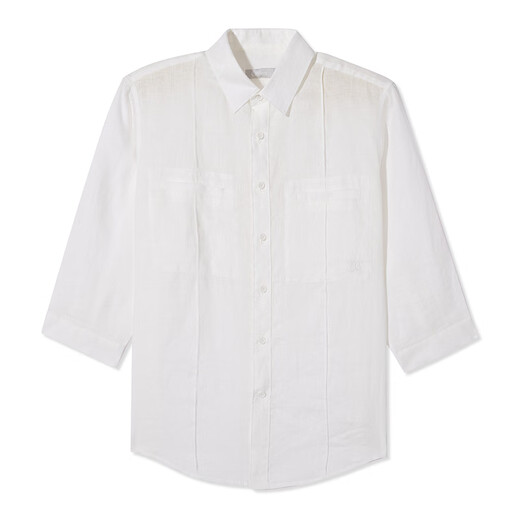 卡宾（CABBEEN）【100%亚麻】商场同款七分袖衬衫男2024夏季新款轻薄 米白色12 L /175/50