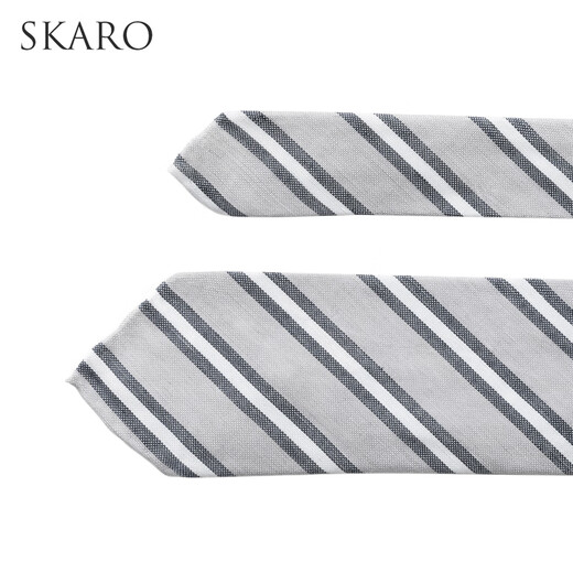 SKARO [linen cotton fusion mulberry silk] suit tie men's business formal suit suit diagonal stripes gray and white twill SKM841 ordinary suit