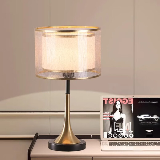 JOICO瑞士品牌后现代轻奢台灯床头卧室温馨创意时尚布艺床头灯装饰灯具 金色罩9瓦暖光