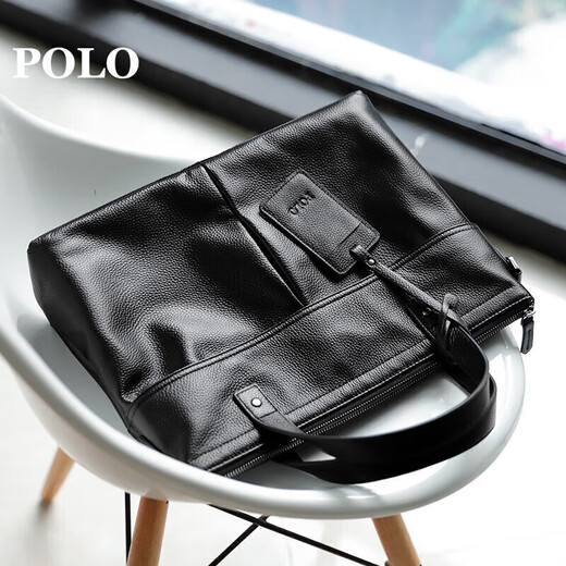 POLO briefcase men's official handbag first-layer cowhide business 14-inch computer bag birthday gift for boyfriend