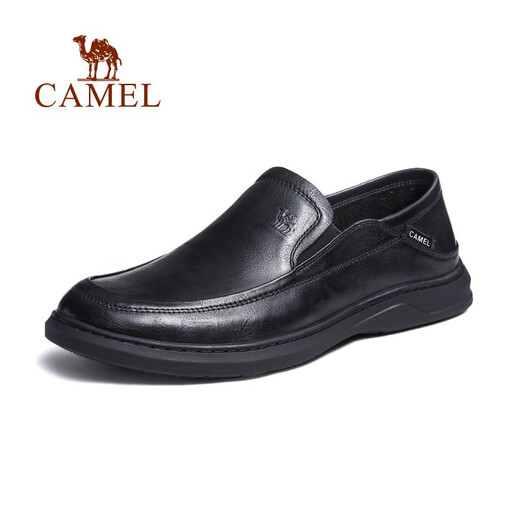 Camel (CAMEL) men's shoes autumn and winter genuine cowhide shoes breathable business casual shoes high-end slip-on middle-aged dad leather shoes G13S155102 black 43