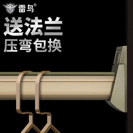 雷鸟衣柜挂衣杆铝合金衣柜内静音防滑晾衣杆横杠衣架杆配送法兰底座 9225顶托香槟 【1只】