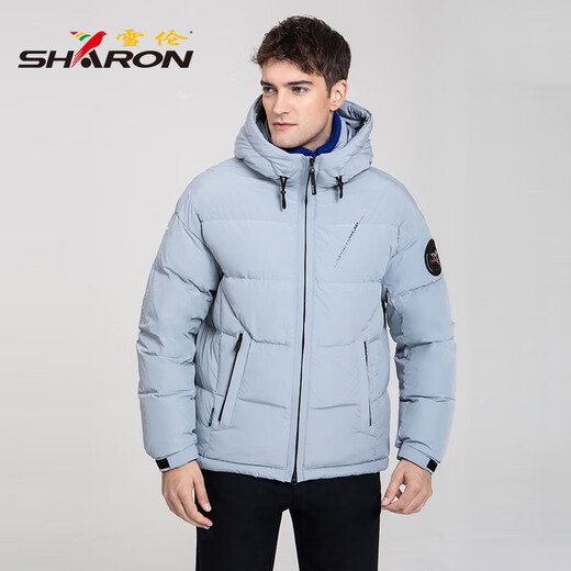 
Sherron off-season down jacket men's short loose autumn and winter jacket hooded fashionable and versatile sports and casual 12605 Mist Blue 3XL