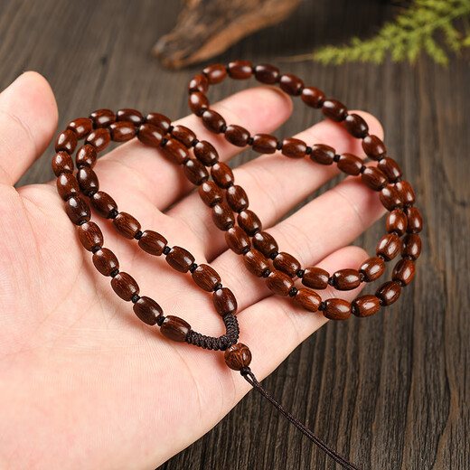 Mengyi small leaf rosewood pendant lanyard Passepartout bead chain jade pendant jade necklace rope rosewood necklace bead diameter about 8mm circumference about 70cm