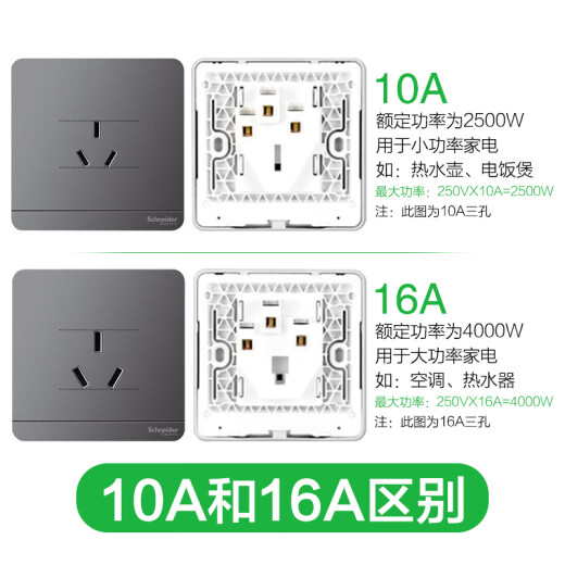 施耐德电气 五孔插座 新国标86型家用暗装 墙壁开关插座面板 绎尚 镜瓷白色