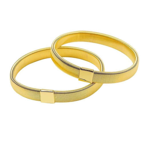 Techima Sleeve Cuffs Shirt Elastic Sleeve Cuffs Women's Metal Armbands Bartender Sleeves Magic Device Fixed Button Men's Suit Shirt Silver Pair