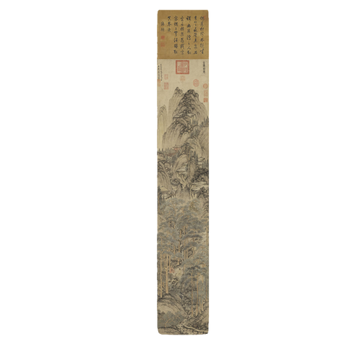 元王蒙坐听松风图古代山水画卷轴文人画复仿古画挂画 元王蒙溪山访友图20X123厘米12211 专用宣纸（喷绘） 乳白色立轴（装裱）